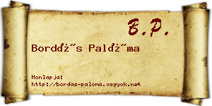 Bordás Palóma névjegykártya